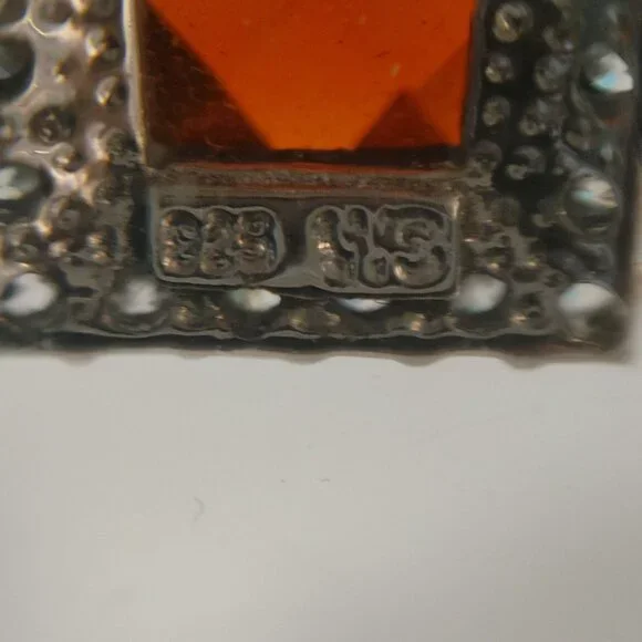 Garnet Earrings Sterling Silver 925 Vintage Square Red Bold Elegant Gemstones - Picture 2 of 9